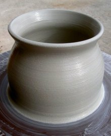 ceramic floor vase in two parts making clay pottery