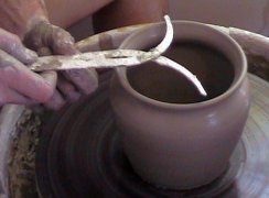 making clay pottery and pottery images in action
