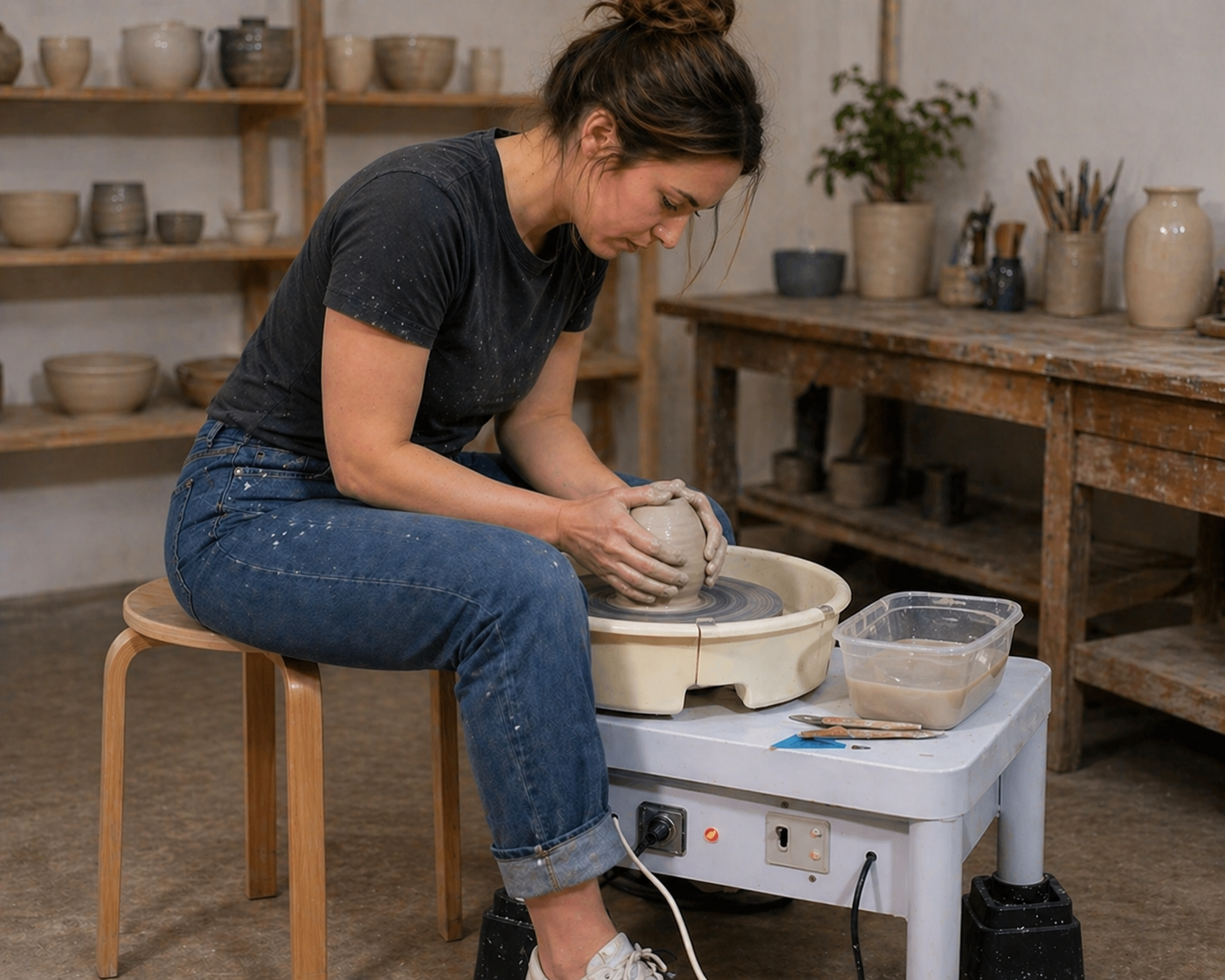 Pottery Wheel Throwing Body Posture